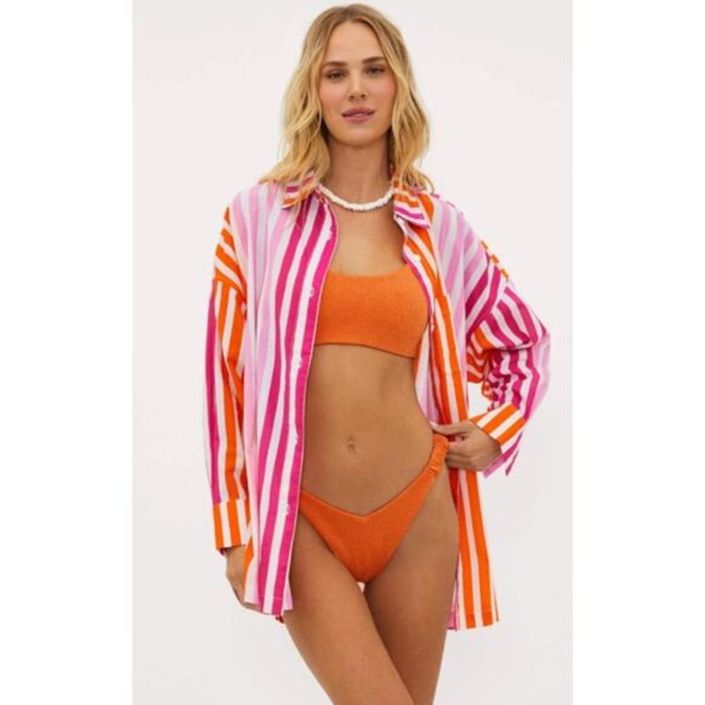 Beach Riot Striped button‎ Down Shirt Dress L/XL